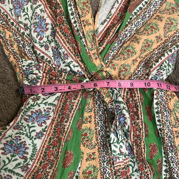 Zara Short Printed V-Neck Linen Blend Back Slit Jumper Floral Vacation - Picture 10 of 11